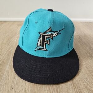 New Era 5950 pro model Vintage Florida Marlins fitted hat 6 3/4 teal black